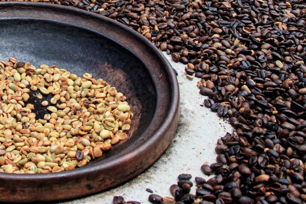 Roasting coffee at a coffee plantation in Agaete, Gran Canaria