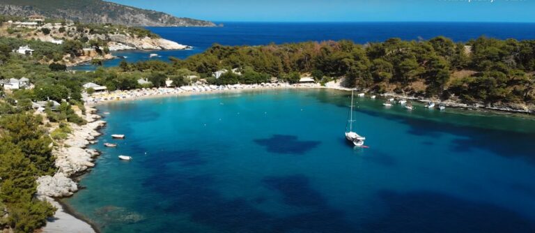 Aerial view of Aliki bay on Thassos