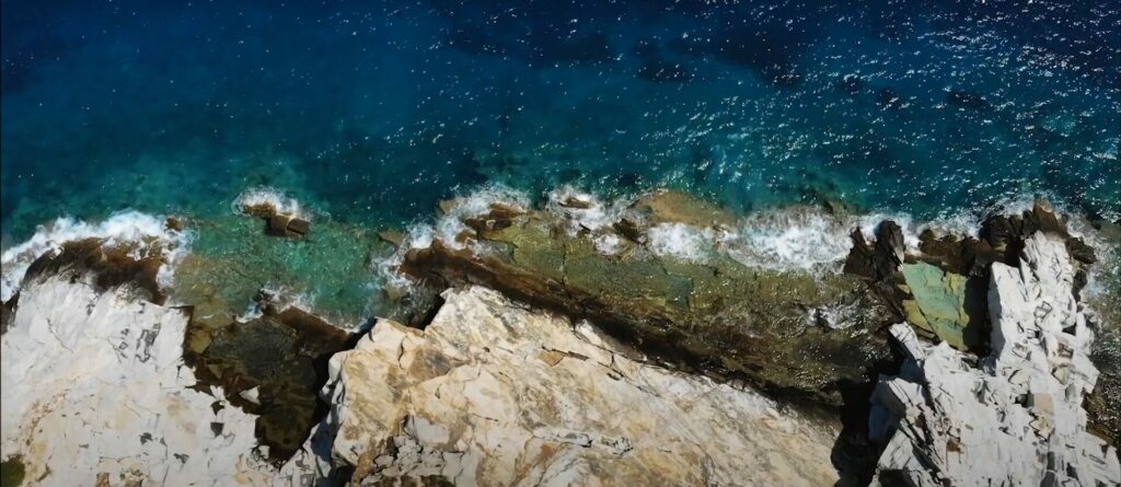 Aerial view of the marble rocks at Aliki on Thassos