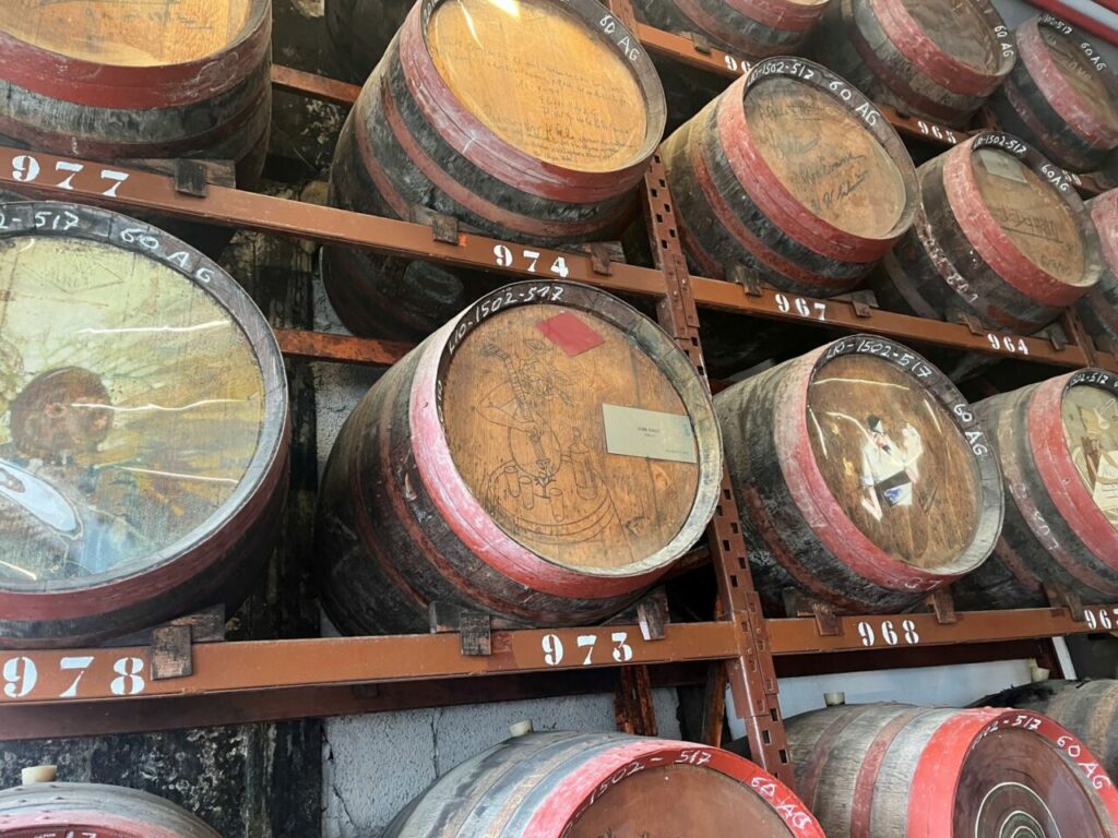 Oak rum barrels in the Arehucas distillery in Arucas