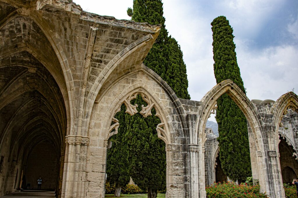 The cloister of Bellapais Abbey, North Cyprus