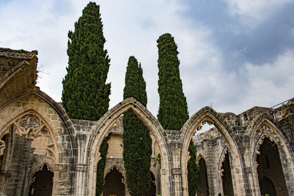 The Gothic arches of Bellapais Abbey, North Cyprus