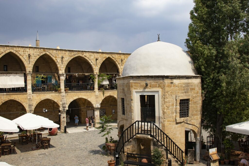 The Büyük Han caravanserai and its small mosque, Nicosia, North Cyprus