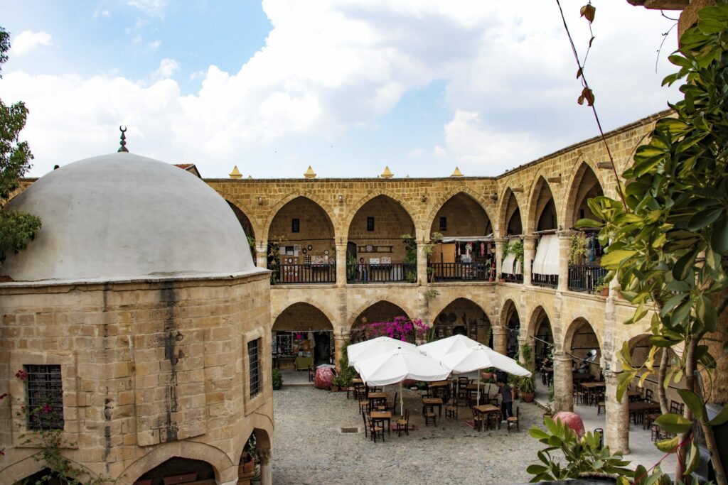 The stone arches of Büyük Han, Nicosia, North Cyprus