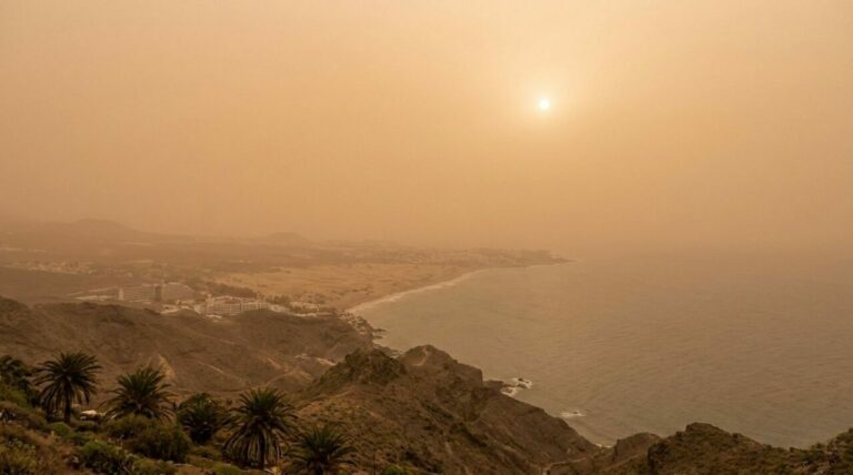 An illustration of the calima weather phenomenon in the Canary Islands