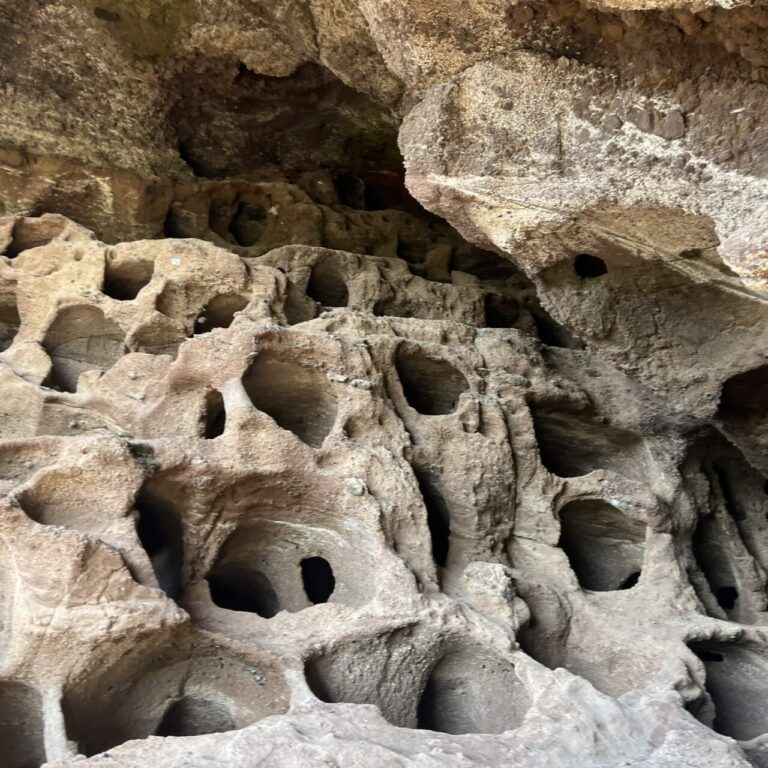 Hundreds of chambers carved into the rock at the Cenobio de Valerón granary