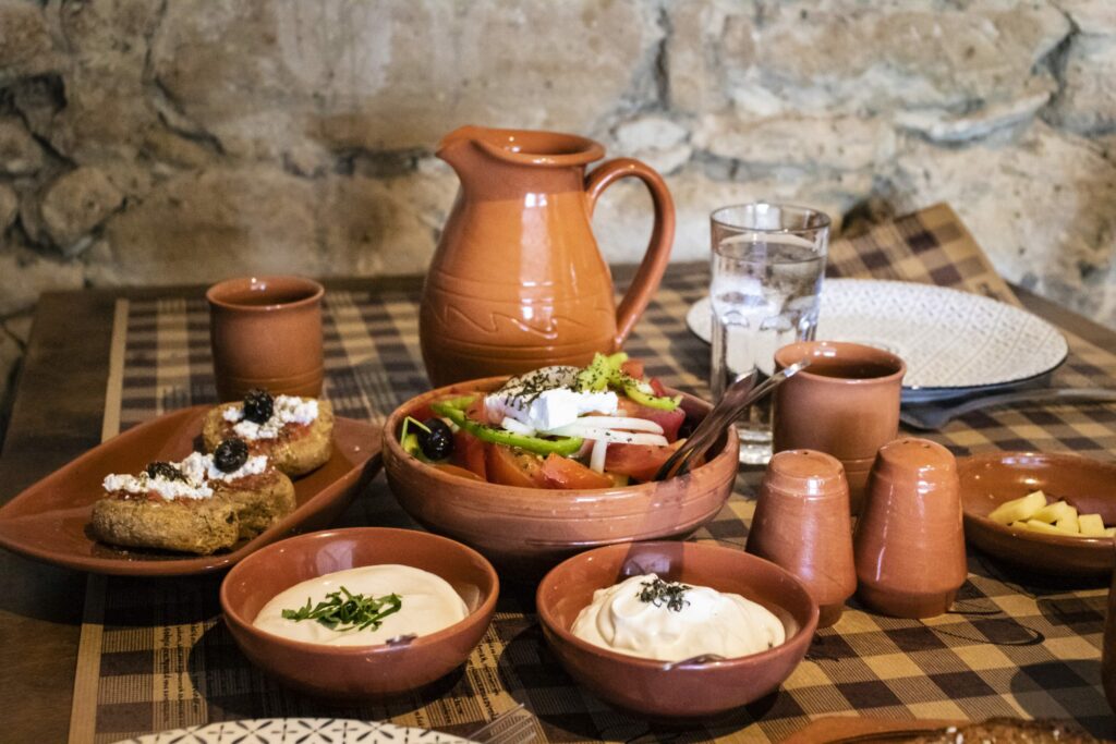 Traditional meze in a taverna, South Cyprus