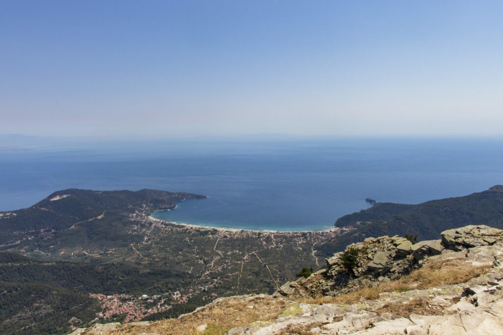 View of Golden Beach from Mount Ipsarion, Thassos