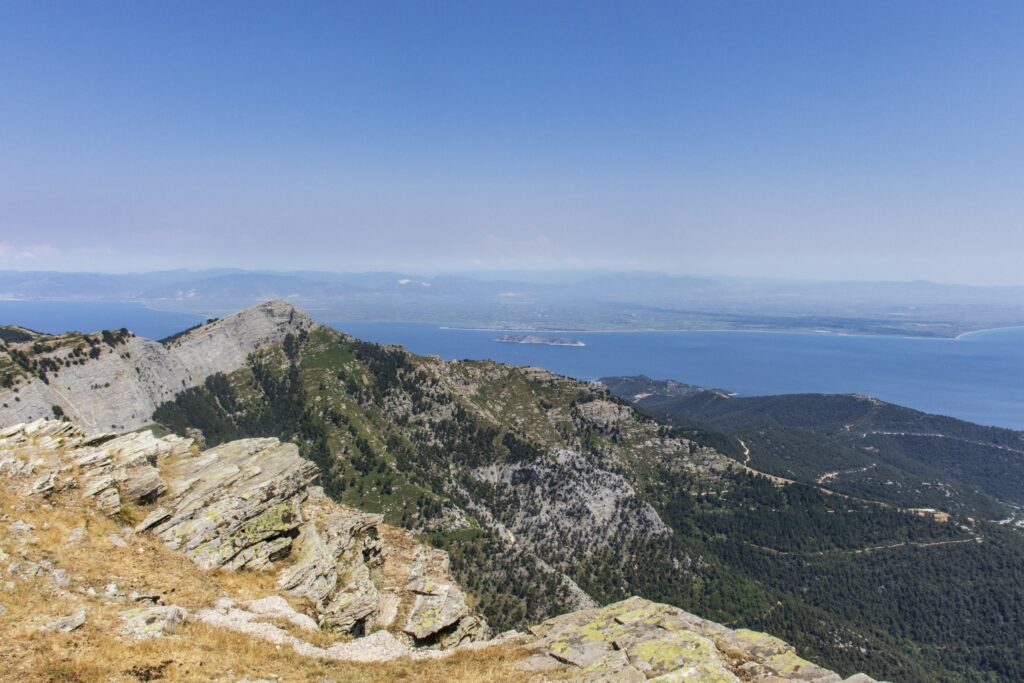 View of the Greek mainland from Mount Ipsarion, Thassos