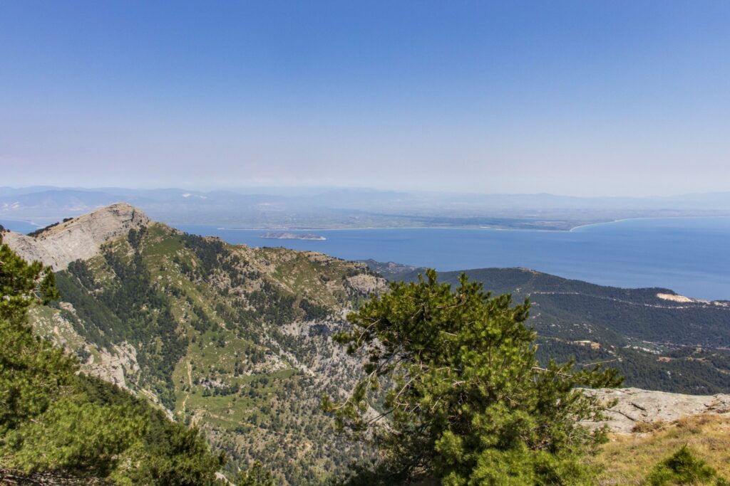 View of the Greek mainland from Mount Ipsarion, Thassos
