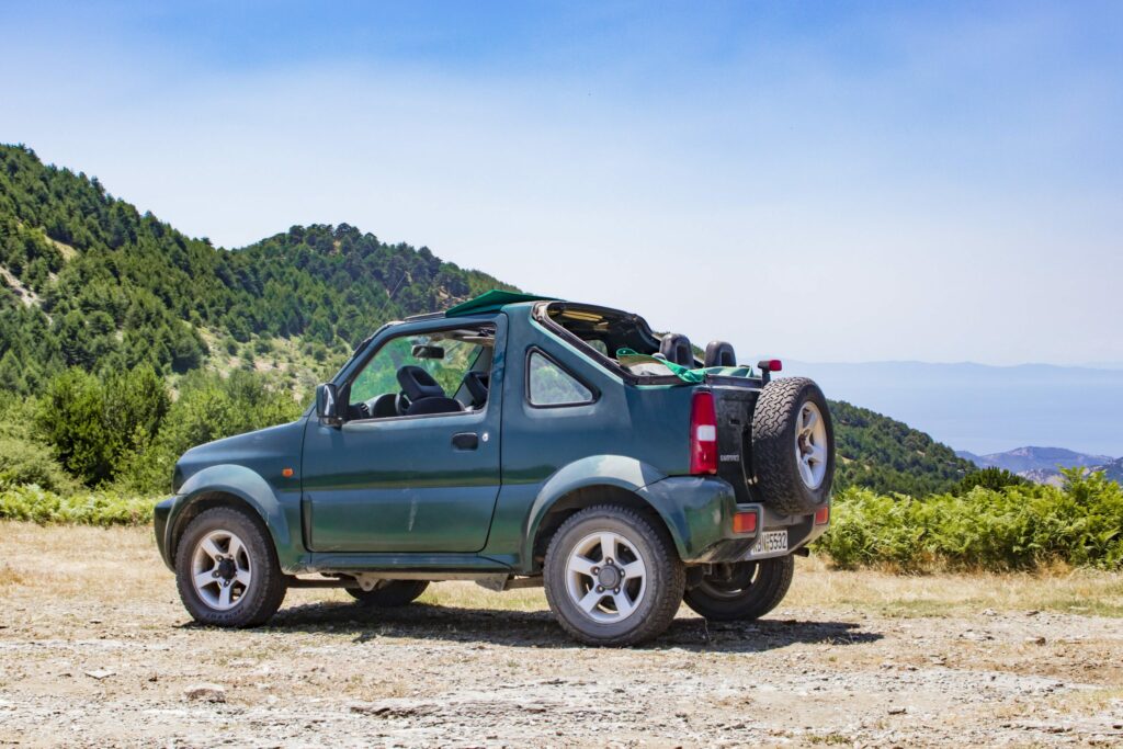 A jeep in the Ipsarion mountains, Thassos