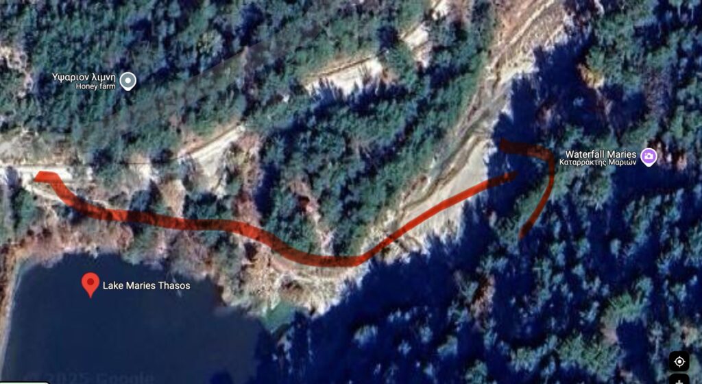 Map of Lake Maries and the way to the waterfalls