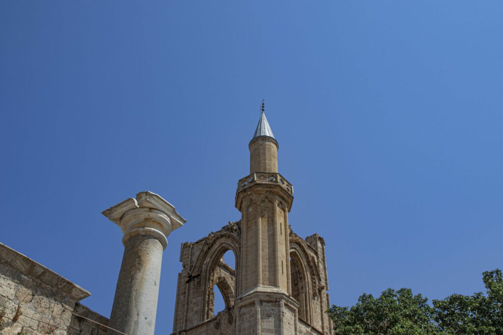 The minaret of the Lala Mustafa Pasha Mosque, Famagusta, North Cyprus