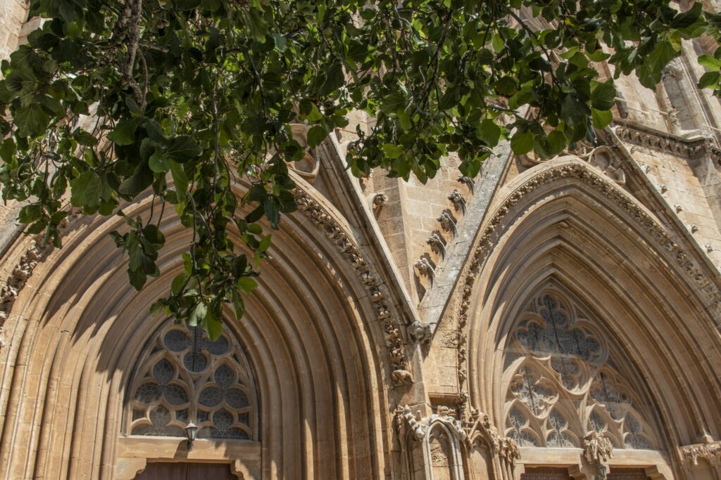 The entrance portal of the Lala Mustafa Pasha Mosque, Famagusta, North Cyprus