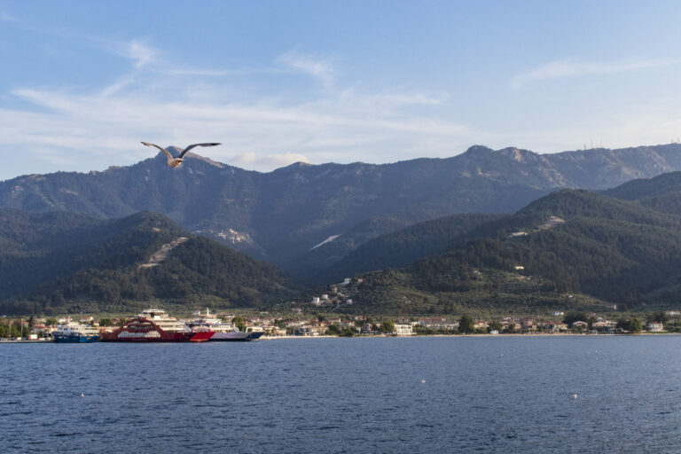 Limenas, the capital of Thassos, seen from the ferry