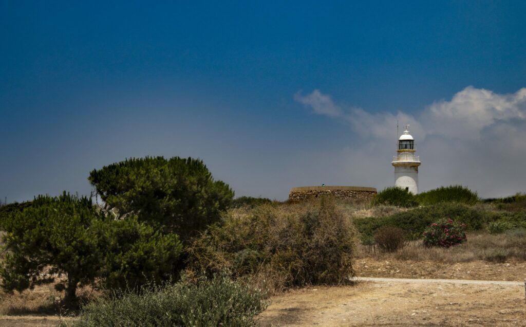 The lighthouse in the archaeological park in Paphos, South Cyprus