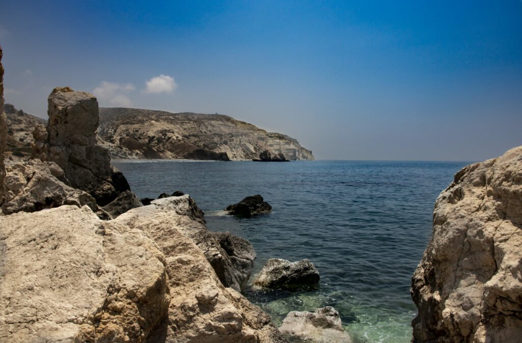 Petra tou Romiou, the birthplace of Aphrodite near Paphos, Cyprus