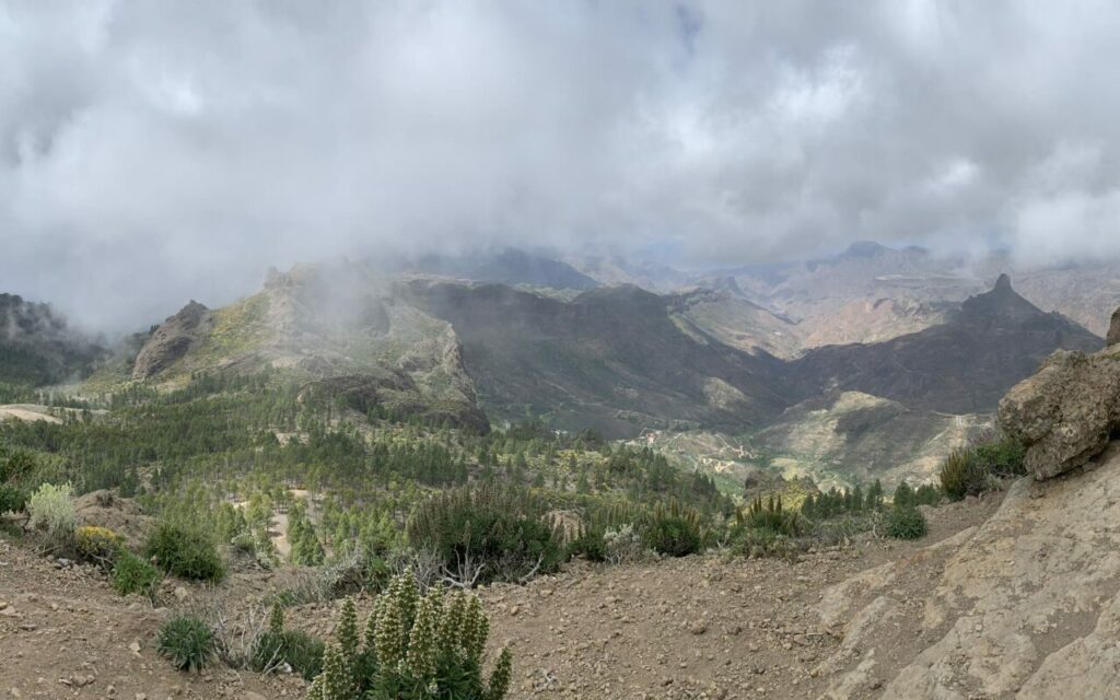 Clouds over the central mountains of Gran Canaria near Roque Nublo
