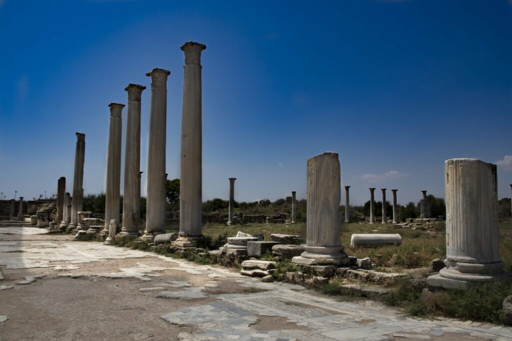 Ancient columns at Salamis, North Cyprus