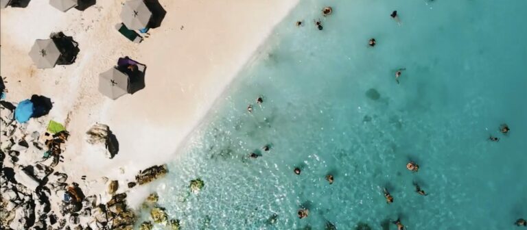 Aerial view of the marble beach of Saliara on Thassos