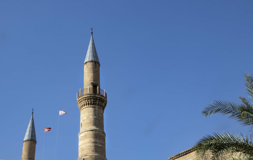 The Gothic cathedral converted into a mosque, with its minarets