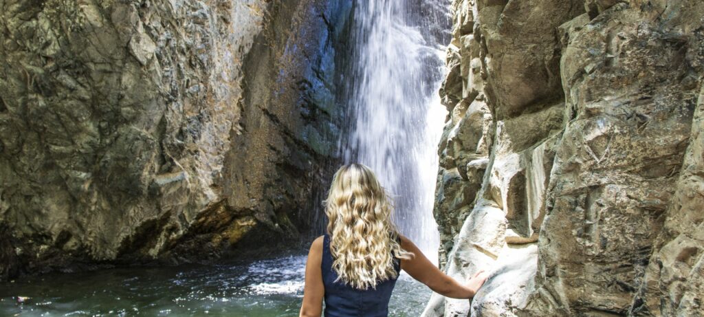 At a waterfall in the Troodos Mountains